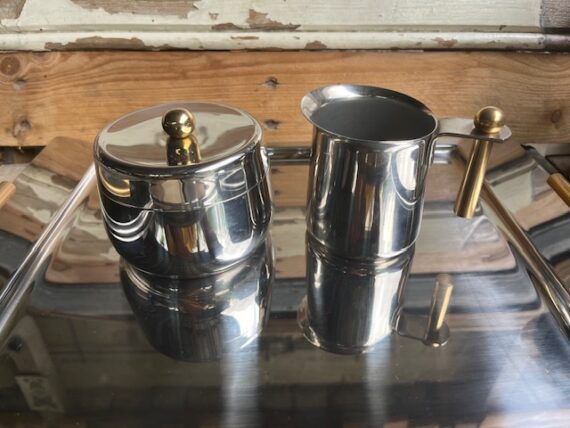 Guido Bergna Kitty Oro full coffee set stainless steel gold plated 1980 Italy - Image 7