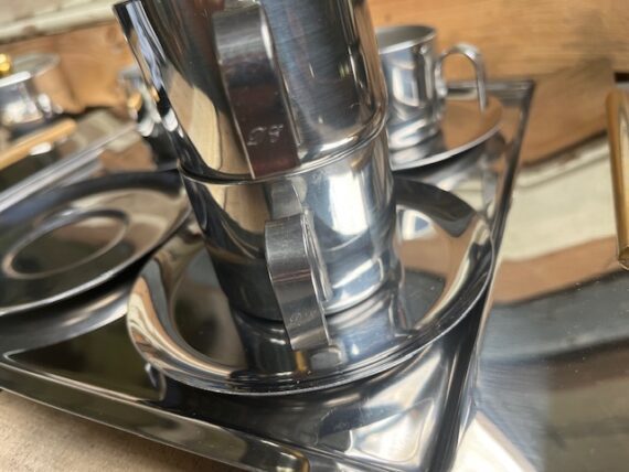 Guido Bergna Kitty Oro full coffee set stainless steel gold plated 1980 Italy - Image 14