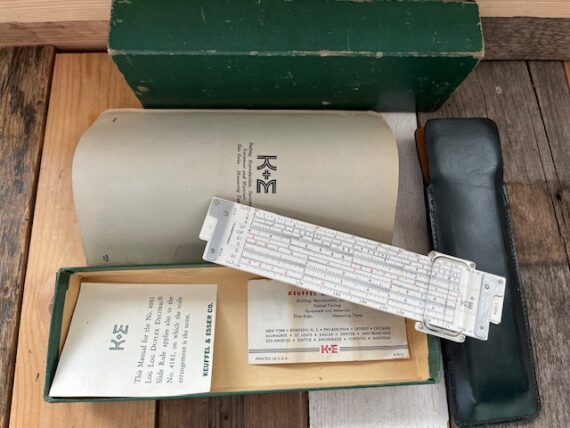 Keuffel Esser 4181-1C Pocket Duplex DeciTrig slide rule case 1960 USA