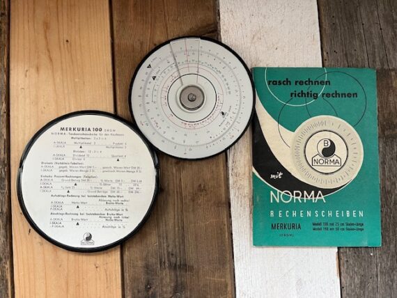 Norma Merkuria 100 circular slide rule full set 1970 Germany