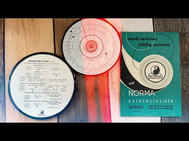Norma Merkuria 100 circular slide rule full set 1970 Germany