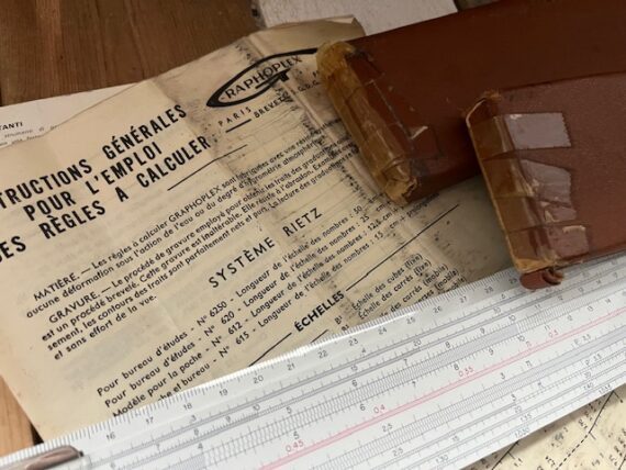 Graphoplex 6245 Electric 55cm 22″ slide rule box papers 1960 France - Image 2