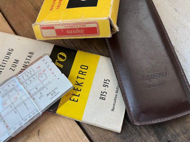 Aristo 815 Elektro pocket slide rule full set 1970 Germany