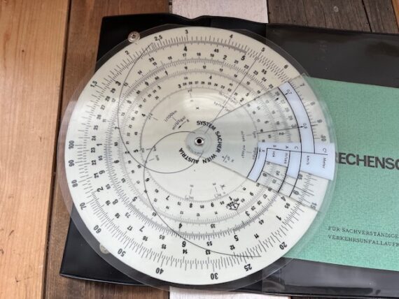 System Sacher IWA 15302 traffic accident slide rule 1960 Austria Germany