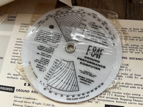 F84-F ground performance computer airplane circular slide rule 1954 USA