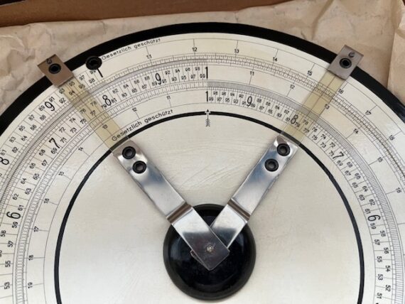 Emil Tröger 1R MIB wood circular slide rule full set 1930 Germany