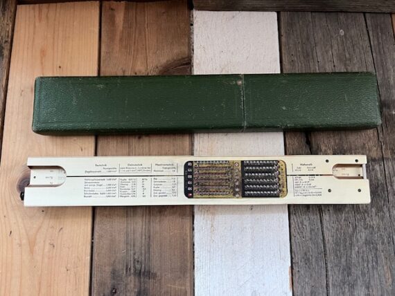 Faber Castell Rietz 1/87A addiator slide rule pen case 1960 Germany