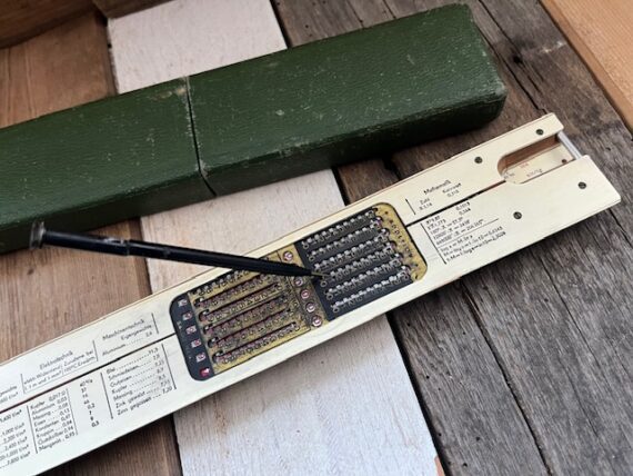 Faber Castell Rietz 1/87A addiator slide rule pen case 1960 Germany - Image 5