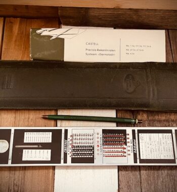 Faber Castell Darmstadt 111/54A addiator slide rule pen case 1960 Germany