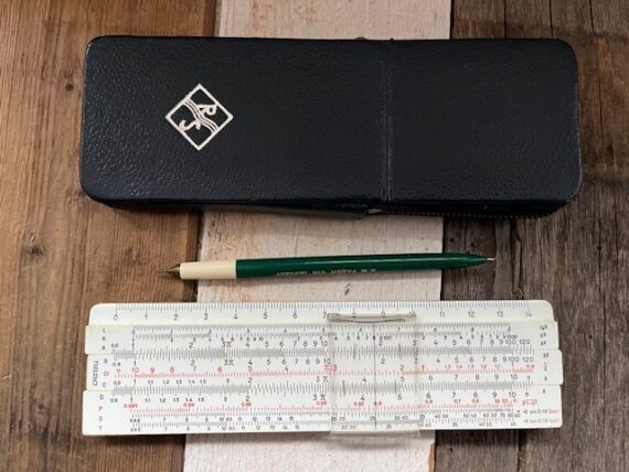 Faber Castell 67/54Rb addiator pen slide rule blue case 1972 Germany - Image 2