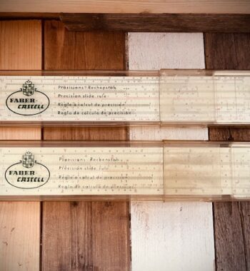 Faber Castell 2x Novo Duplex 2/83 and 2/82 slide rule case 1960 Germany
