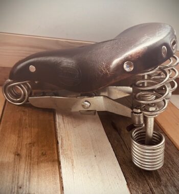 Lepper Primus leather mens brown saddle bike huge springs 1991 Holland